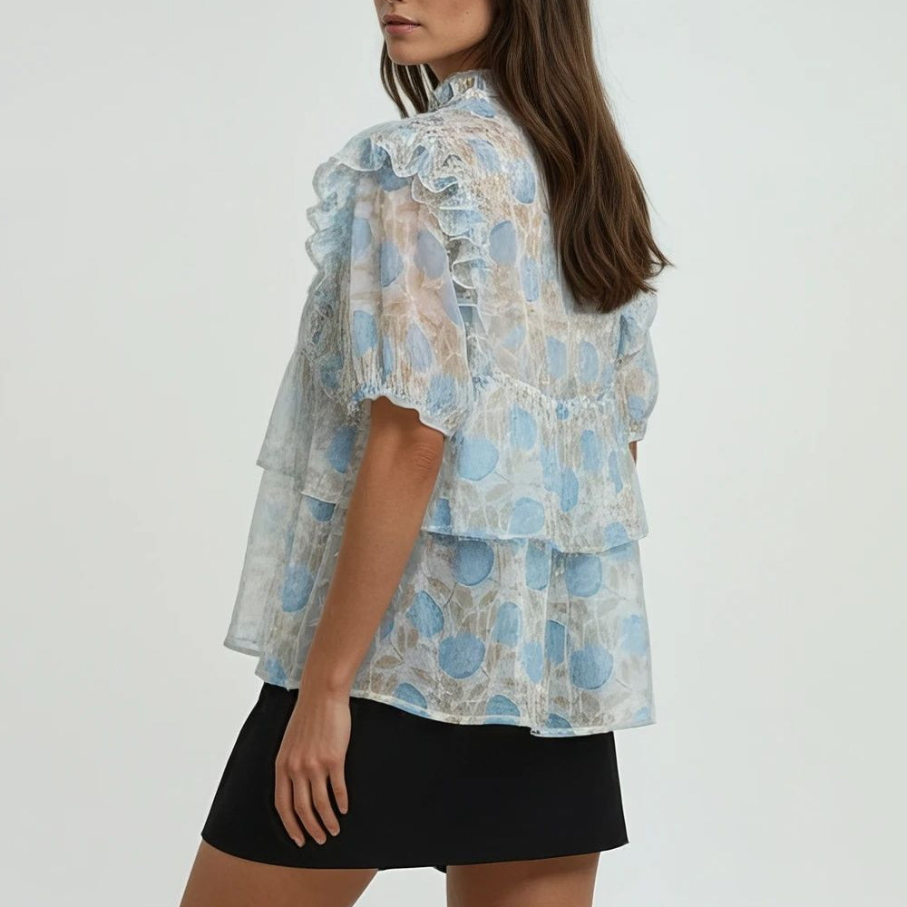 Puff Sleeve Frill Top