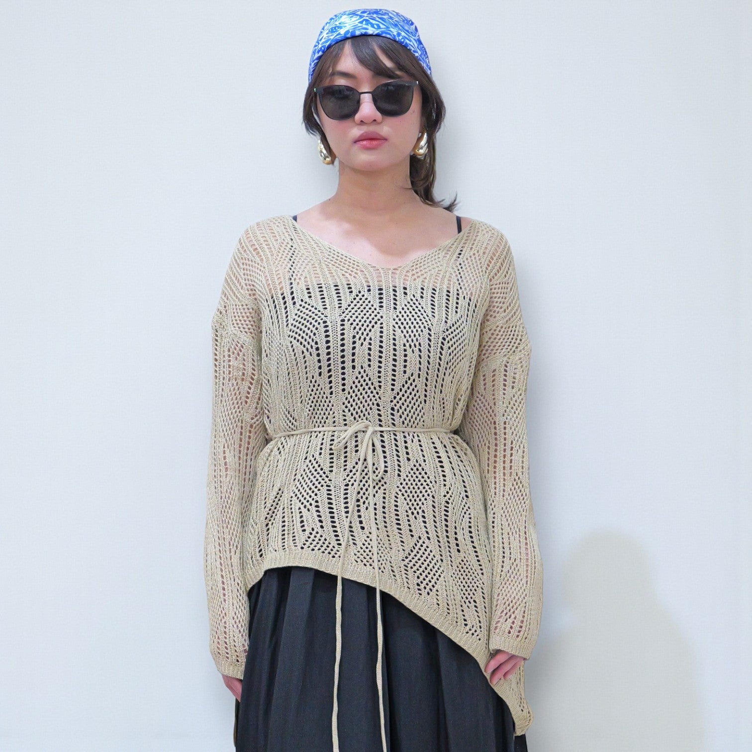 Sand Belted Knit Cardigan