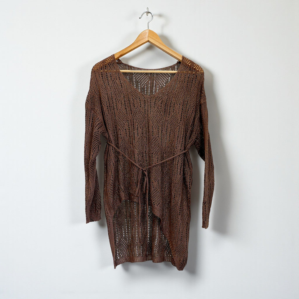 Chestnut Belted Knit Cardigan