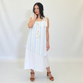 Maxi Dress with Neutral Stripes & Adjustable Straps