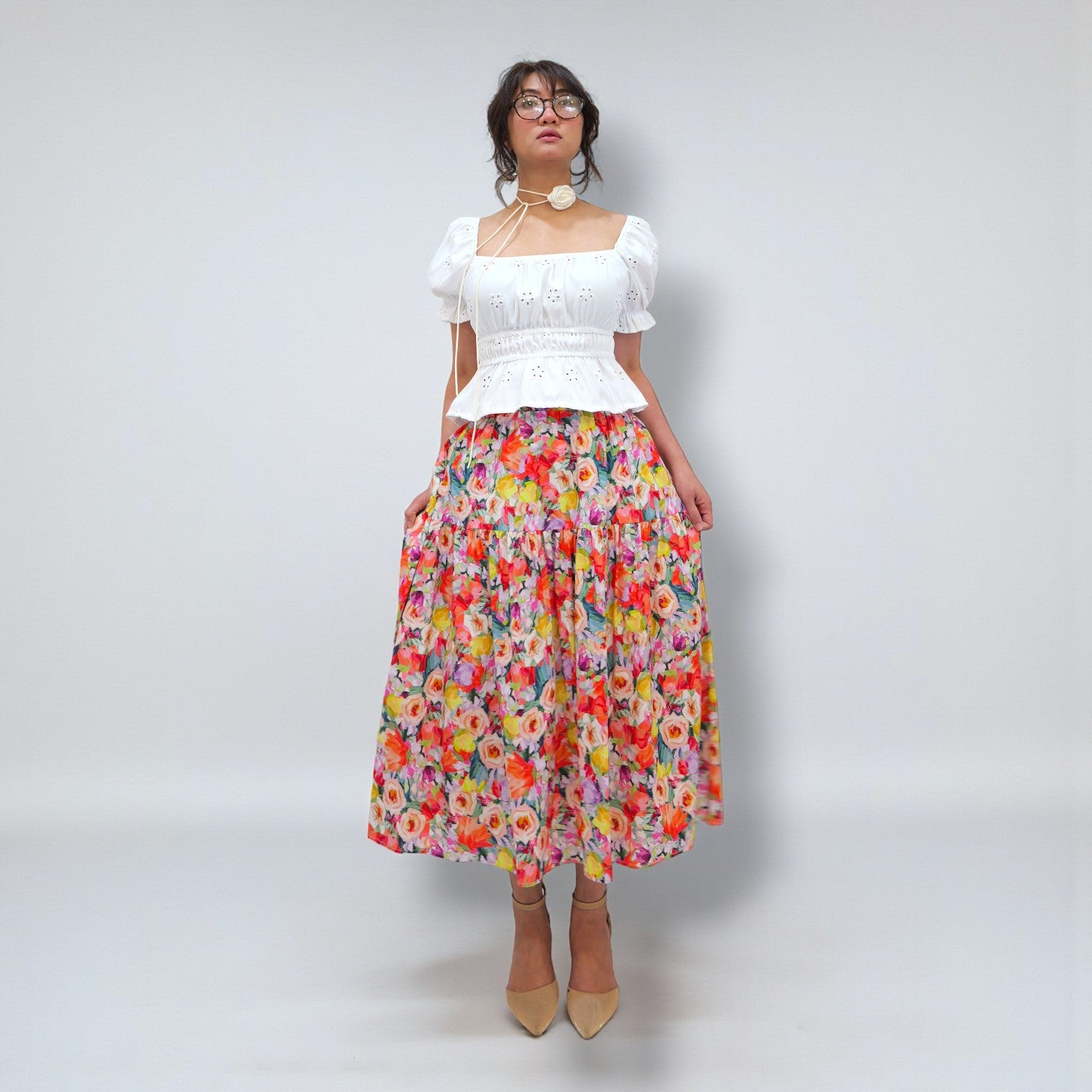 Red Floral Maxi Skirt