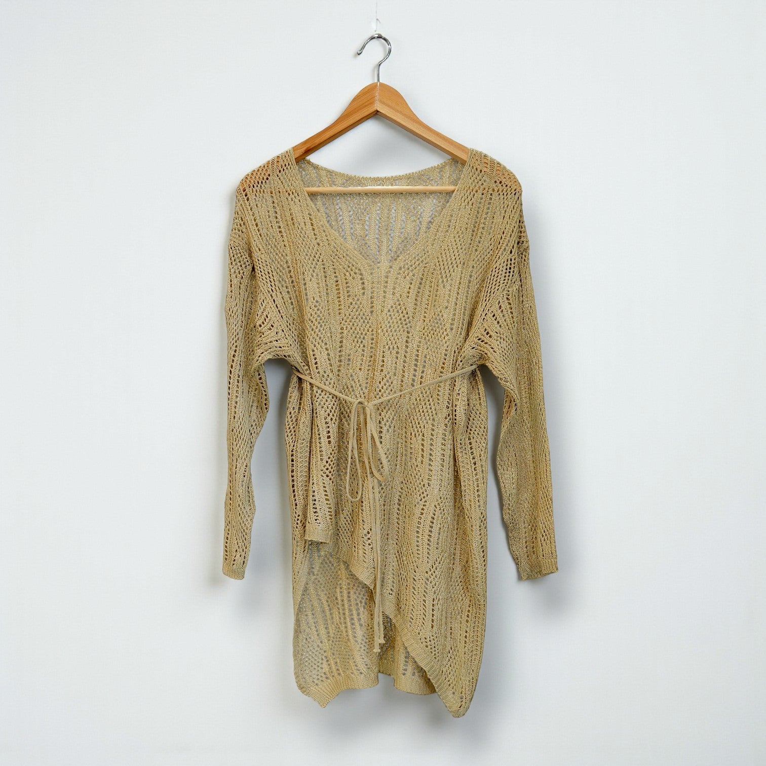 Sand Belted Knit Cardigan
