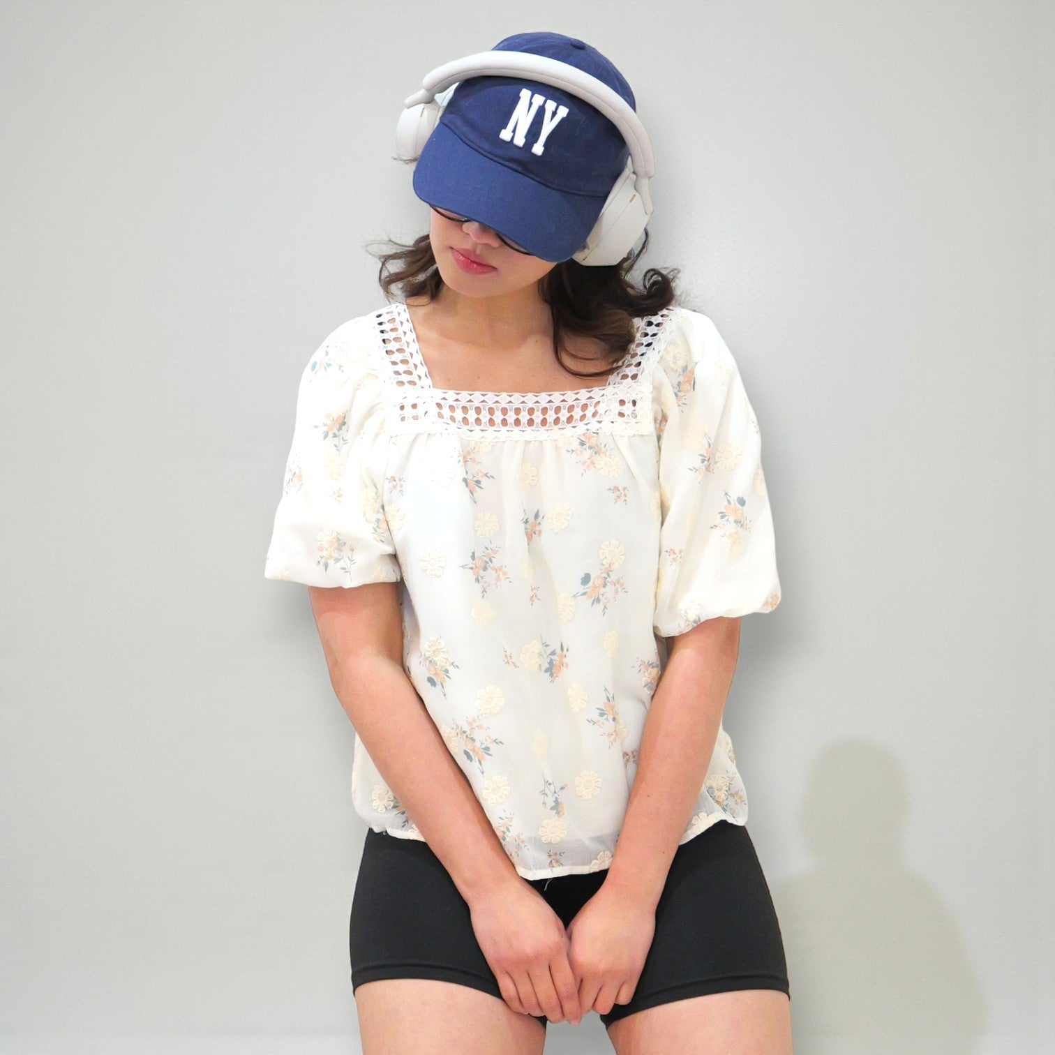 Square Neck Lace Floral Shirt