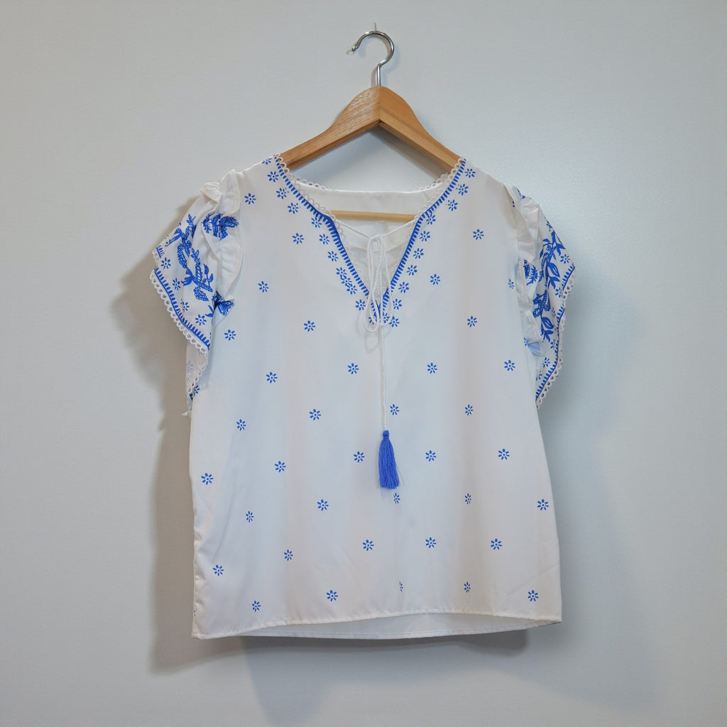 Tiered Ruffle Sleeves Top