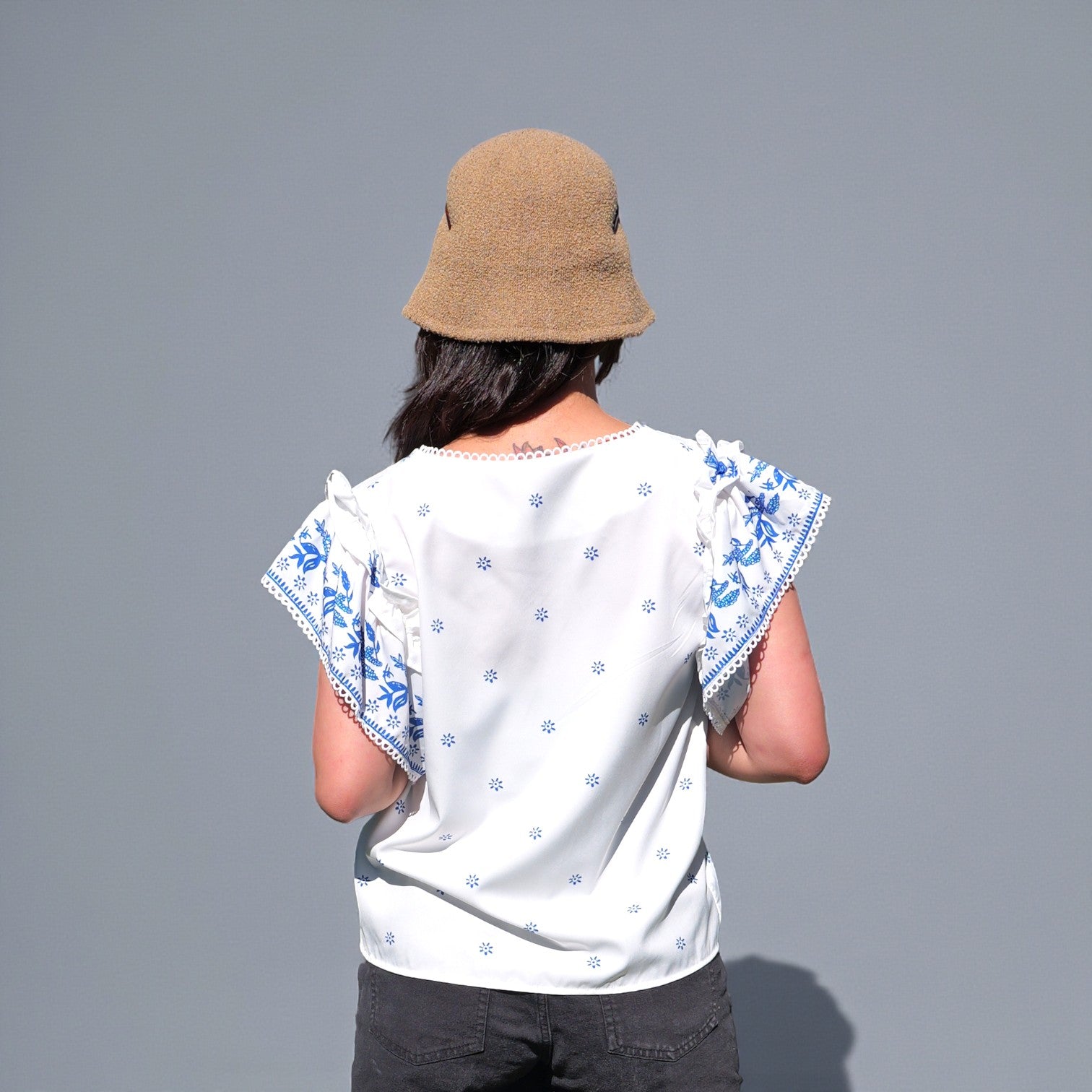 Tiered Ruffle Sleeves Top