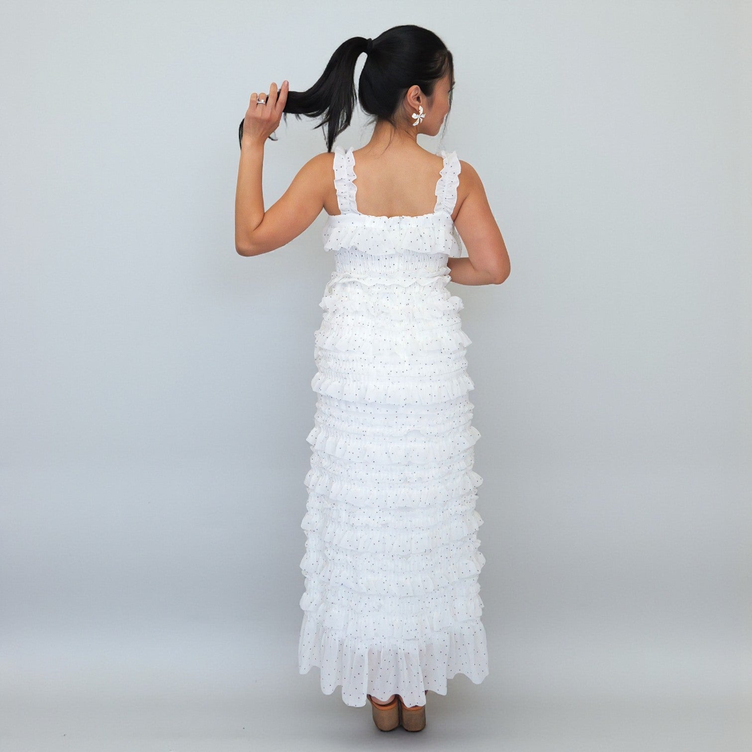 White Ruffled Maxi Dress