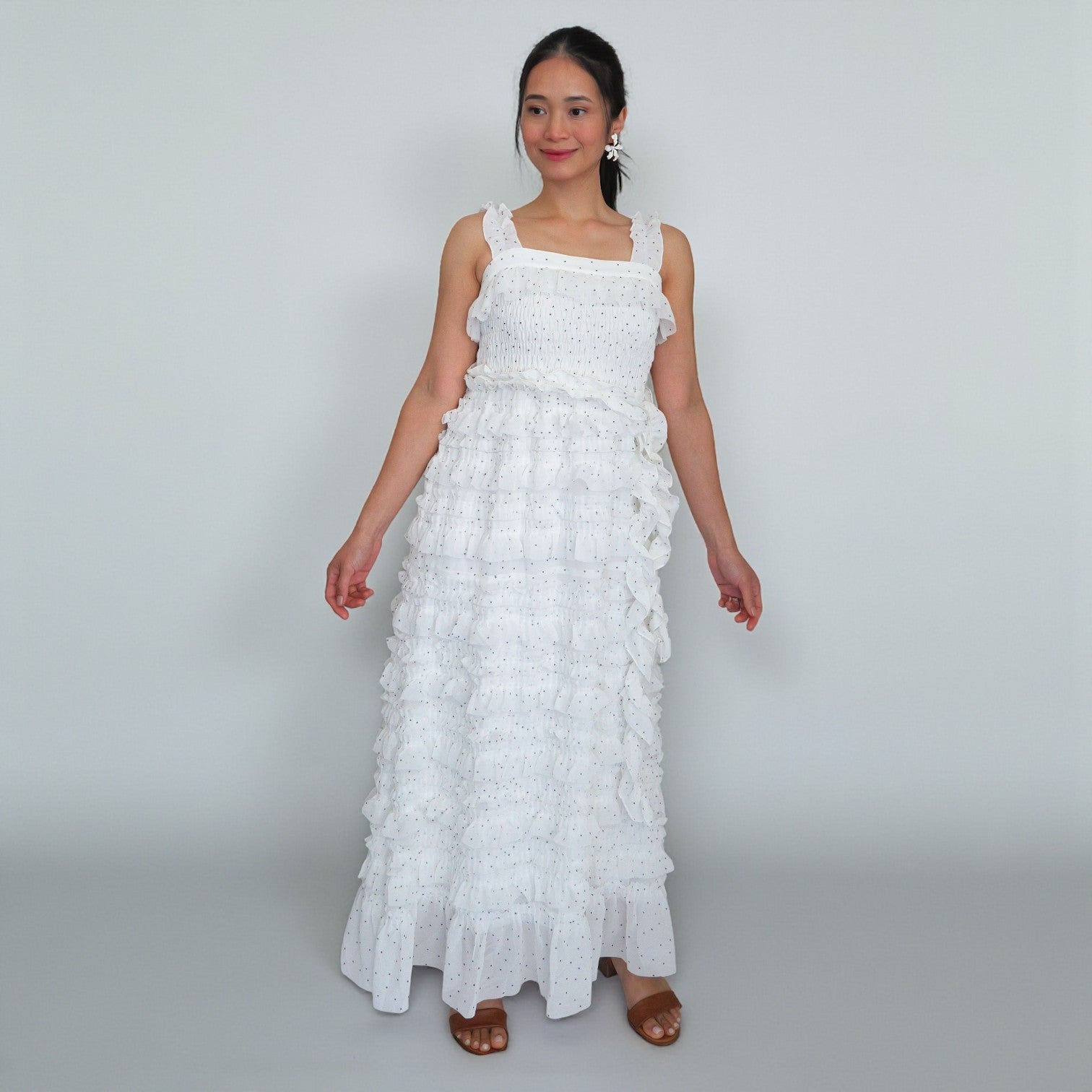 White Ruffled Maxi Dress