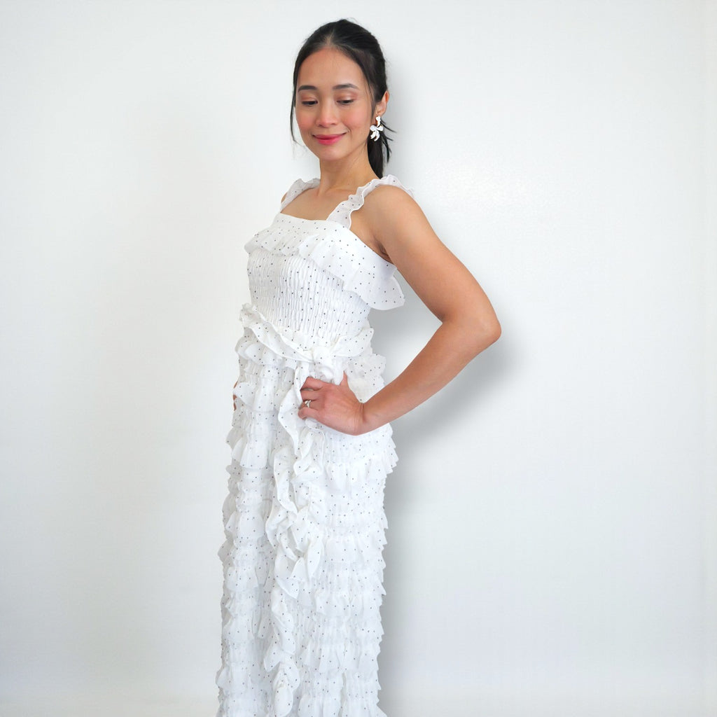 White Ruffled Maxi Dress